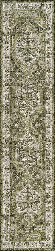 Unique Loom Outdoor Traditional Collection Area Rug - Valeria (2' 7" x 12' 2" Runner, Green/ Light Green)