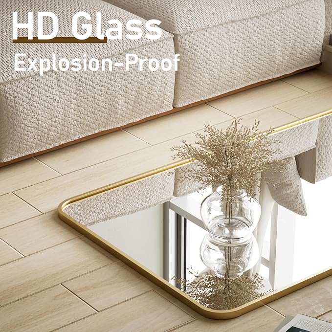 BEAUTYPEAK Gold Full Length Mirror, 71"x32" Rounded Corner Floor Mirror Standing Hanging or Leaning Against Wall, Suitable for Bedroom or Dressing Room