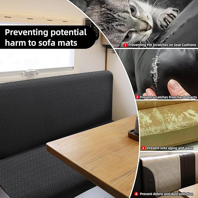 Rv Dinette Cushion Covers,Jacquard Stretchable Camper Cushion Cover,RV Cushion Slipcover,Rv Couch Cover Replacement for RV Camper Car Bench,2 Backrest Covers and 2 Bench Covers (Twill,Black)