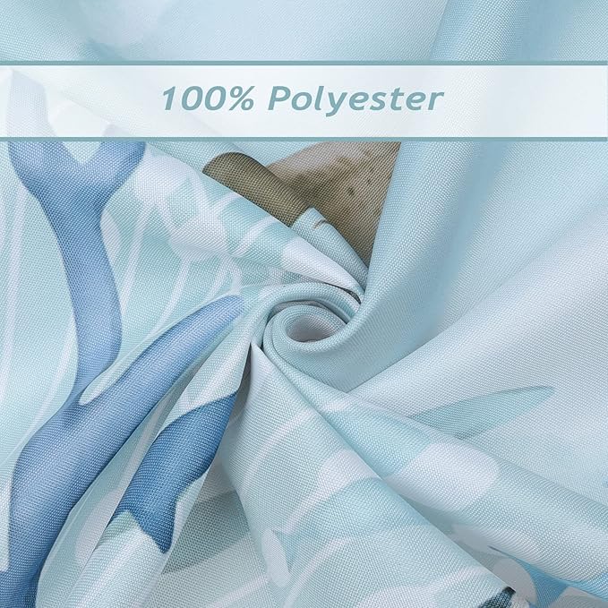 Bonhause Sea Turtle Shower Curtain for Bathroom Teal Blue Ocean Beach Coastal Decorative Bath Curtain 72 x 78 Inch Polyester Fabric Waterproof Bathroom Curtain with 12 Hooks