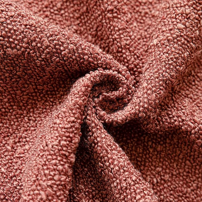 Foindtower Set of 2, Decorative Textured Boucle Throw Pillow Covers Accent Solid Pillow Cases Neutral Cozy Couch Cushion Case for Chair Sofa Bedroom Living Room Home Decor 26x26 Inch Orange Rust Red