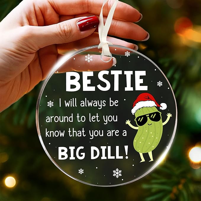 Best Friends Ornament - Pickle Ornaments for Christmas Tree, 2025, Unique Dill Pickle Christmas Ornament, Perfect Besties, Highlighting Big Dill Emotional