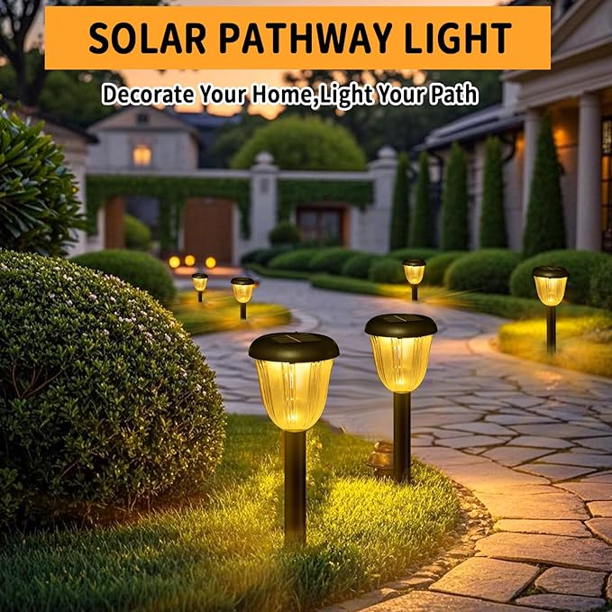Solar Pathway Light for Outdoor, Solar Powered Pathway Landscape Lighting for Garden, 4 Pack Waterproof Solaire Walkway Light Landscape Lights for Driveway Lawn Patio Sidewalk Yard