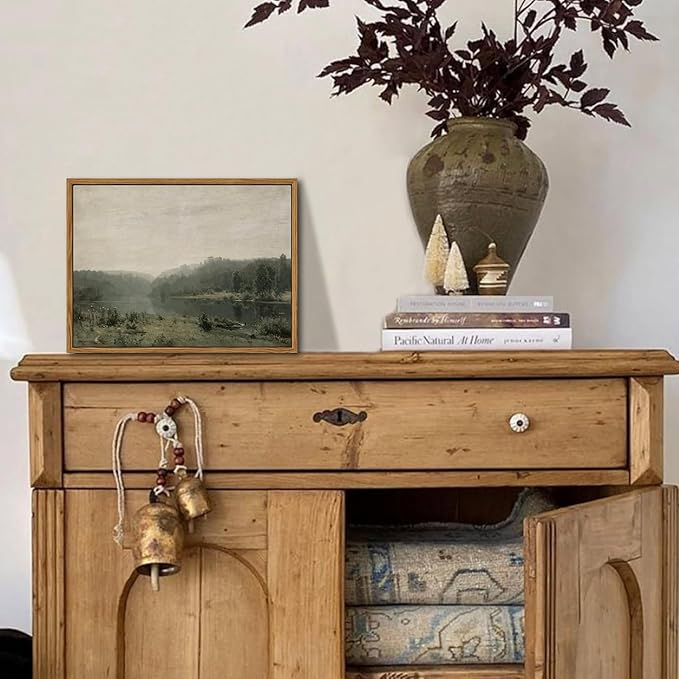 Floating Framed Canvas Wall Art, Vintage Wild Field Oil Painting Pictures Prints, Modern Farmhouse Natural landscape Wall Decor for Living Room Bedroom Dining Room Office Decor 8x10 inch