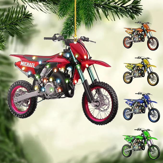 Personalized Dirt Bike Acrylic Ornament 2025, Personalized Christmas Tree Decoration, Unique Holiday Keepsake, Gift for Dirt Bike Lovers, Riders, Family Style 3