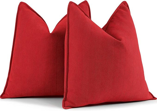ZWJD Red Pillow Covers 16x16 Set of 2 Chenille Red Throw Pillow Covers with Elegant Design Soft and Luxurious Decorative Throw Pillows for Couch, Bed, and Home Decor