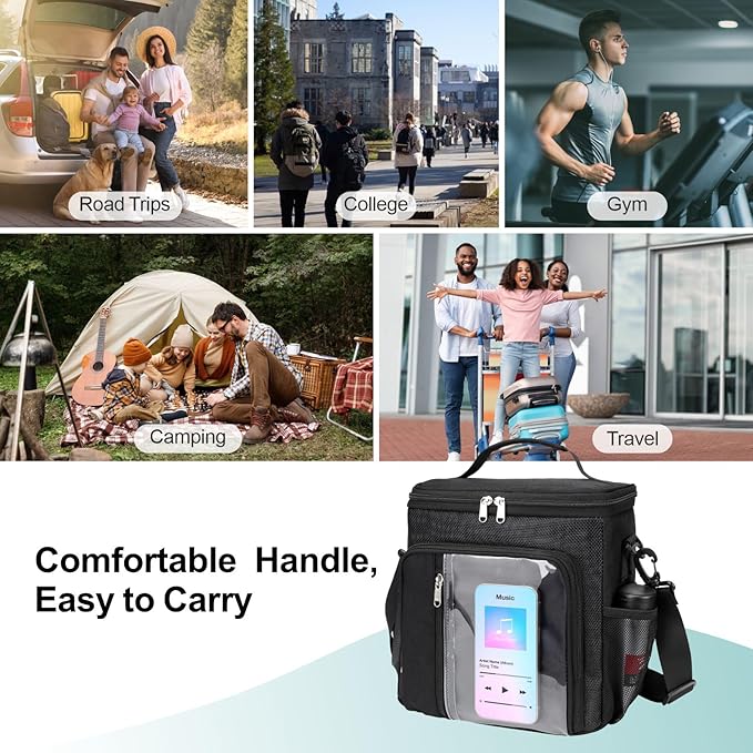 F-color Shower Caddy Portable - College Dorm Essentials for Guys with Hooks, Soft Crossbody Shoulder Strap, Multiple Pockets, Quick-Dry Shower Caddy for Dorm Travel Essentials, Black