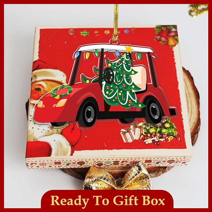 Golf Cart Cute Christmas Ornaments 2025 – Funny Christmas Golf Decorations, for Golfers, Men, Women - Unique Golf Christmas Ornaments and Decoration for Tree