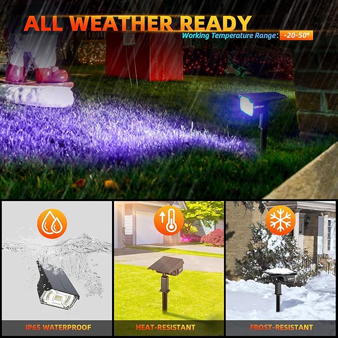 Solar Outdoor,40 LEDs Color Changing RGB Solar Landscape Path Lights,USB & Solar Powered Multicoloured Spotlights,14 Colors Auto Cycling Spotlights for Yard,Garden,2 Pack