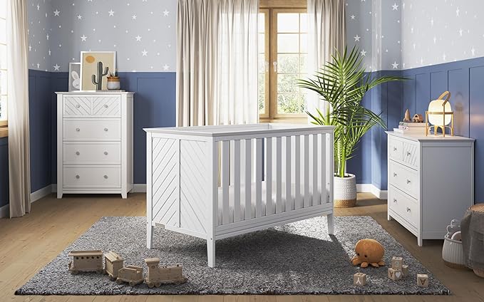 Child Craft Atwood 3-in-1 Convertible Crib, Baby Crib Converts to Day Bed, Toddler Bed, 3 Adjustable Mattress Positions, Non-Toxic, Baby Safe Finish (Matte White)