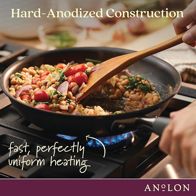 Anolon Advanced Home Hard-Anodized Nonstick Skillets (2 Piece Set- 10.25-Inch & 12.75-Inch, Moonstone)