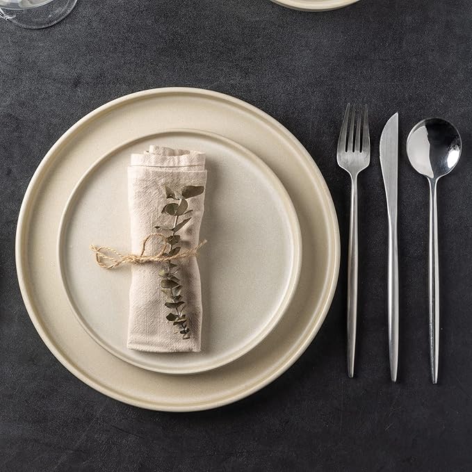 AmorArc Stoneware Dinnerware Sets for 4,Reactive Ceramic Plates and Bowls Set,Highly Chip and Crack Resistant | Dishwasher & Microwave Safe | Round Dishes Set Service for 4 (12pc)