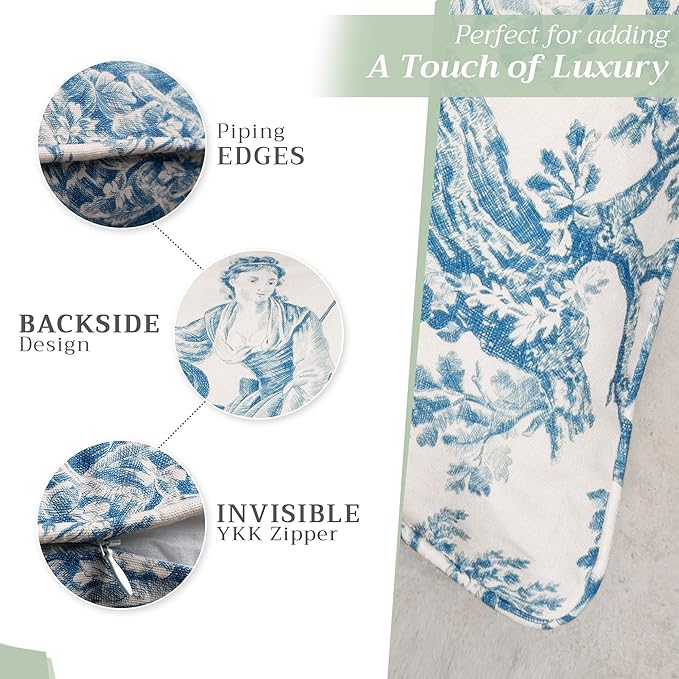 Maison d' Hermine Decorative Pillow Covers 20x20 Inch Square 100% Cotton Throw Pillow Covers with Invisible Zipper Cushion Case for Living Room Couch, Chair, Sofas, Bedroom, Home (The Miller - Denim)