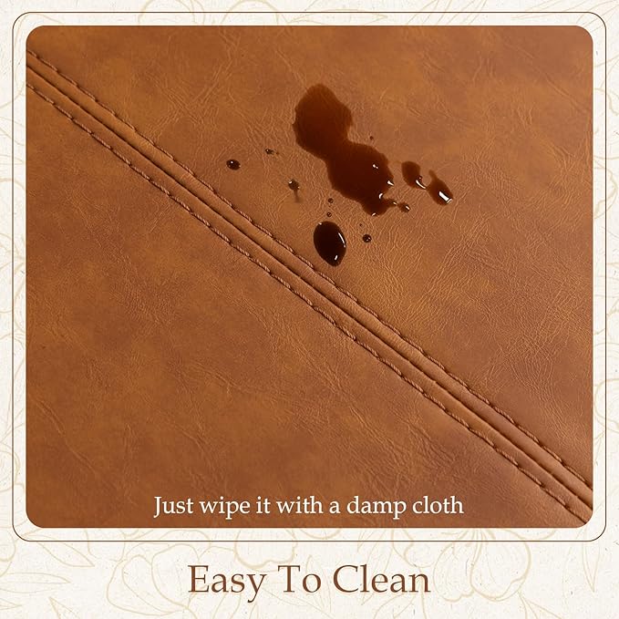 Entryway Bench for Bedroom End of Bed, Modern Ottoman with Faux Leather Upholstered Seating, Metal Frame Leather Bench for Bedroom Living Room Entryway [47'', Vintage Brown]