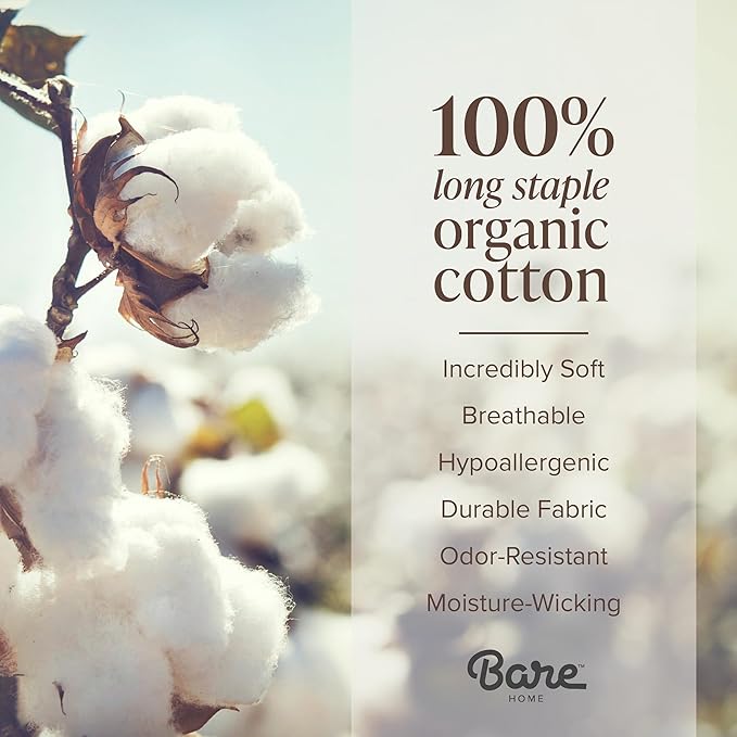 Bare Home 100% Organic Cotton Sateen Duvet Cover Set - 400 Thread Count - Smooth Sateen Weave - Warm & Luxurious - Duvet Cover (King/Cal King, Dusty Rose)