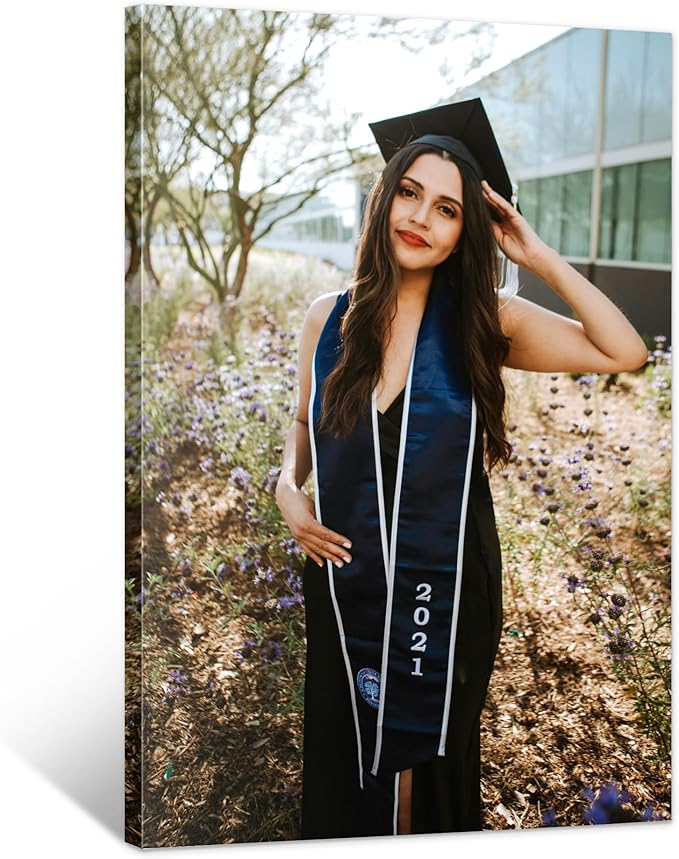 Custom Graduation Canvas Prints with Your Photos,Graduation Decorations, Personalized Graduation Canvas Wall Art Gifts Idea for Daughter, Son, Sibling or Friend (16" X 24")