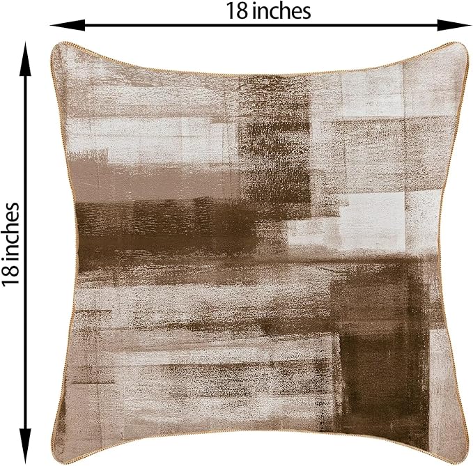 Brown Grey Throw Pillow Covers 18x18 Set of 2, Abstract Art Decorative Throw Pillow Covers Modern Abstract Soft Polyester Pillowcase Outdoor Cushion Cover for Sofa Couch Farmhouse Room Bed