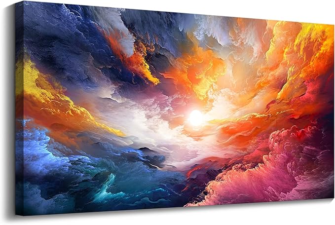 Pogusmavi Colorful Wall Art | Abstract Canvas Art | Pictures for Living Room Wall Decoration | Contemporary Home & Office Decor | Colorful Large Wall Art | Bedroom Decor Aesthetic 24×48in