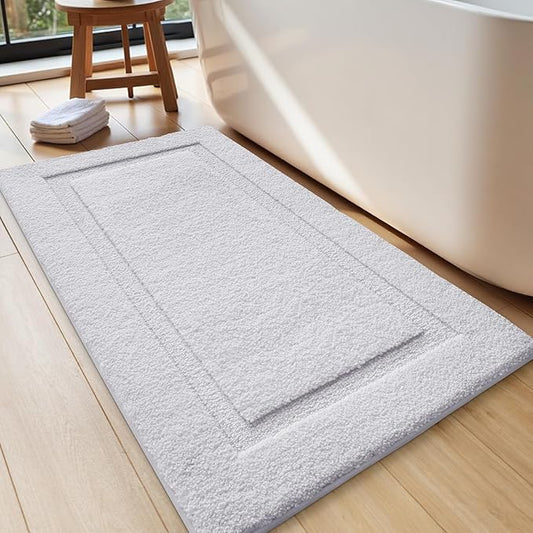 LUMI Bathroom Rugs Ultra Soft Non Slip with Rubber Backing, Absorbent Washable Bath Mat Quick Dry, Upgraded Premium Microfiber Plush Carpet for Bathtub and Shower Floor, White, 24x43