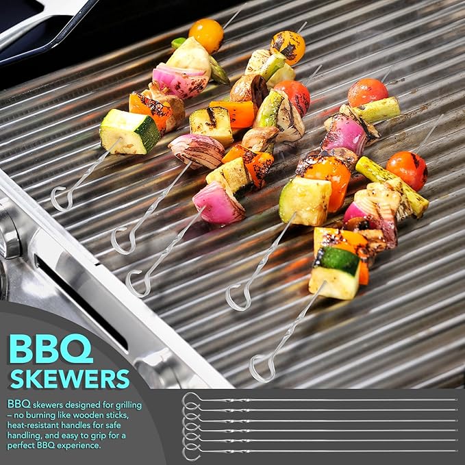 5-Piece Good Grips BBQ Grill Tool Set – Extra Tough Metal Wire Brush Cleaner, Stainless Steel Spatula, Fork, Tongs, Basting Brush for Outdoor Grilling, Camping - Perfect Grill Gifts for Men Dad