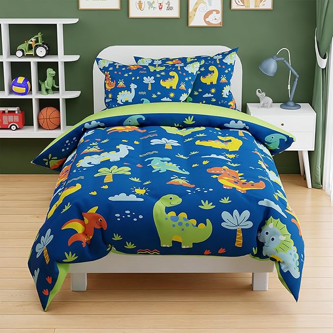 SANDJEST Dinosaur Design Duvet Cover Sets Full Size for Kids Boys, Incude 1 Comforter Cover 80x90 Inches and 2 Pillowcases 20x26 Inches, Comforter Not Included, Gift for Christmas Birthday