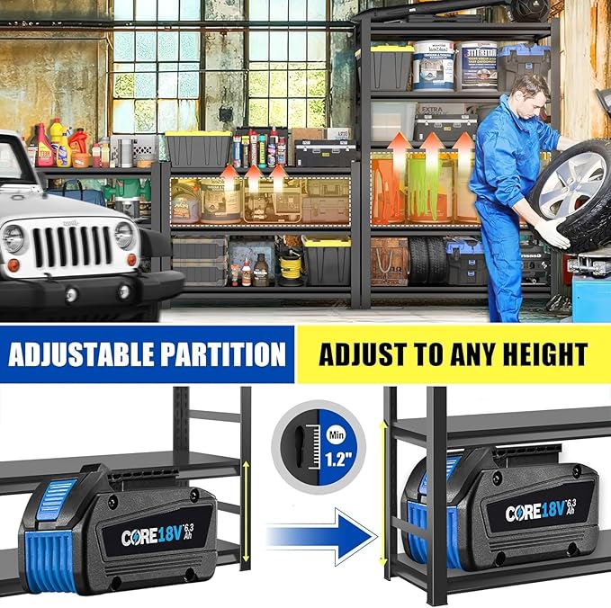 78" H Metal Garage Shelving Heavy Duty 3,500LBS Adjustable Storage Shelves Unit 5 Tier Garage Storage Shelves Utility Storage Rack Shelf for Basement, Commercial, Warehouse, Industrial, Black