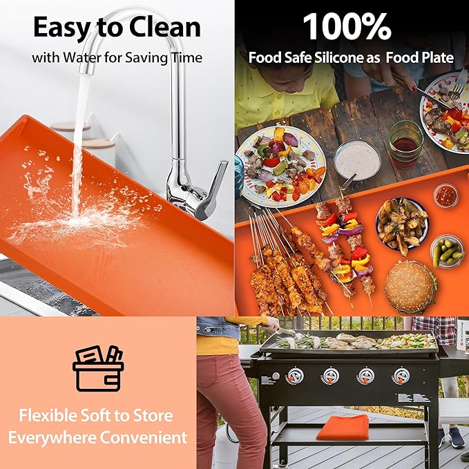 36'' Griddle Mat for Blackstone Griddle Cover, Silicone Grill Protective Cover Mat, Heavy Duty Reusable Food Grade Grill Cover Suitable for Outdoor Barbecue Griddle, BBQ Tools Accessories