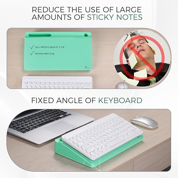 TOWON Small Compact Glass Desktop Whiteboard with Storage – 12 x 7 in Dry Erase Board for Desk, Home Office, School | Includes 5 Markers, Eraser & Holder | Space-Saving Organizer, Aesthetic Mint Green