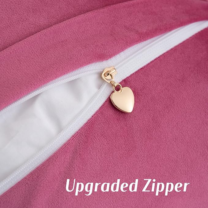 FUTEI Hot Pink Chenille Throw Pillow Covers 18x18 Inch Set of 2,Soft Cozy Bound Edge Design Cushion Case,Home Decor for Couch Bed Living Room