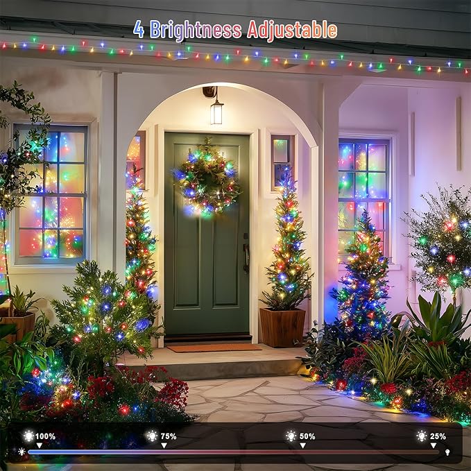 JMEXSUSS 132ft 400 LED Christmas Lights Indoor Outdoor Waterproof, 8 Modes Multicolor Christmas Tree Lights Plug in with Remote, Twinkle String Light for Bedroom Party Tree Christmas Decor