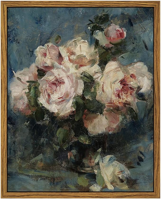InSimSea Framed Wall Art for Living Room Roses in Vase Canvas Flower Art Home Valentine Decor Boho Wall Pictures Vintage Botanical Art Mid Century Floral Wall Decor Farmhouse Kitchen Bathroom 8x10in