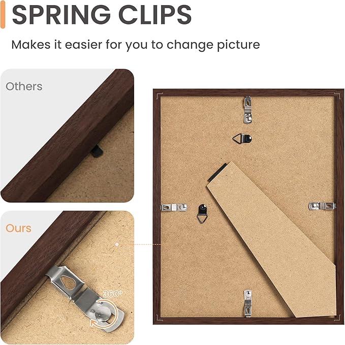 upsimples 10 Pack Picture Frames Collage Wall Decor for Mounting or Tabletop Display, Photo Gallery Frame Set for Family, Multi Sizes Including 8x10, 5x7, 4x6, Brown