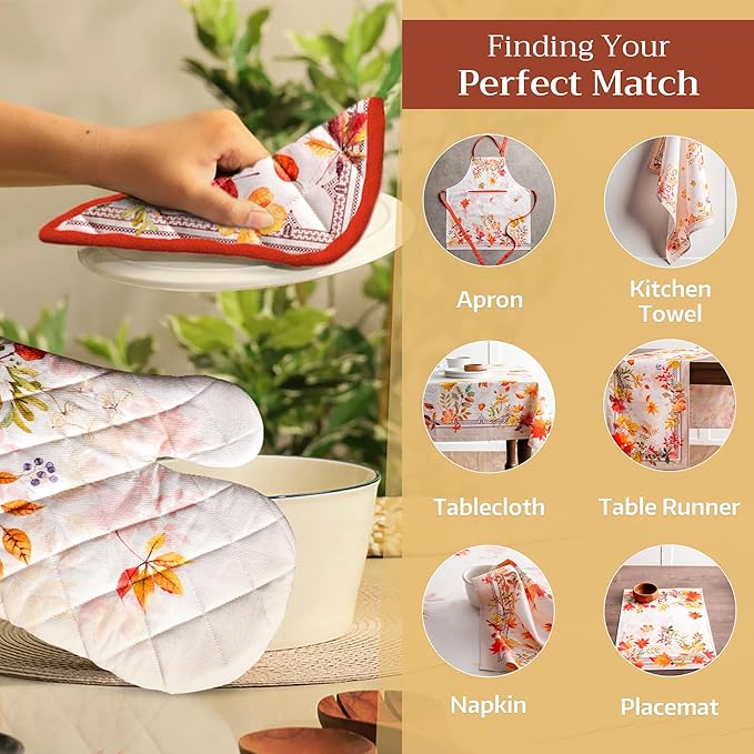 Maison d' Hermine Pot Holders 100% Cotton Heat Resistant Potholders 8" x 8" Hot Pads with Loop for Thanksgiving Christmas Decorations BBQ Cooking Baking Handling Hot Pans (Pack of 1, Amarante)