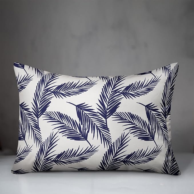 Palm Pattern Indoor/Outdoor Pillow | Decorative Pillows for Living Room Couch Bed Sofa Patio, Fluffy Soft Cushion | Water Resistant Blue, 14x20