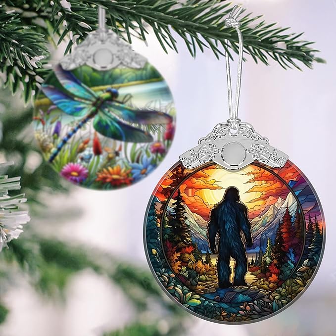 Sasquatch Stained Glass Hanging Ornament - Christmas Tree Decoration Idea