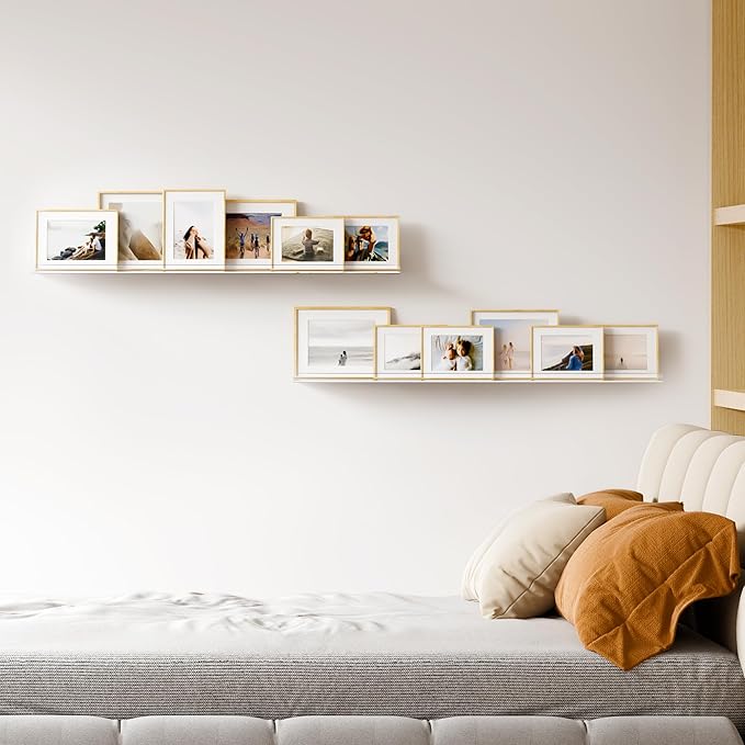 upsimples 2 Pack 35.5x5.5 Inches Acrylic Shelves for Wall Storage, Floating Bookshelves for Kids, Display Shelf Organizer for Bathroom, Bedroom, Living Room, Kitchen, Clear