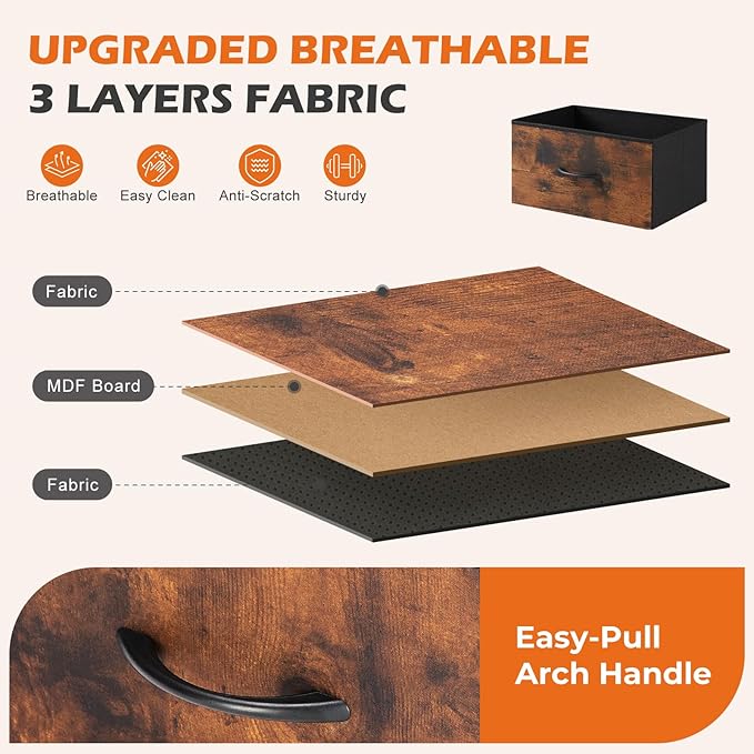 Sweetcrispy Dresser with 9 Drawers for Bedroom, Fabric Dresser Storage Tower, Chest of Drawers Organizer Unit, Storage Cabinet for Hallway, Closets, Steel Frame, Wood Top