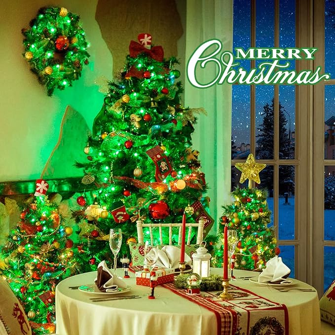 JMEXSUSS 500 LED Green Christmas String Lights Indoor Outdoor, 8 Modes 163 FT Green Halloween Lights Plug-in Clear Wire, Remote Control Christmas Tree Light for Tree Party Halloween