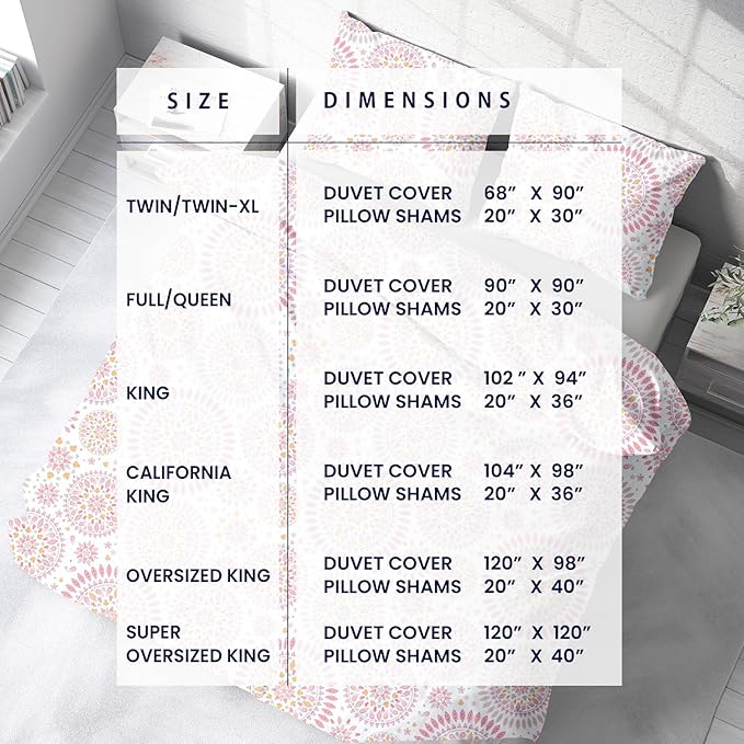 Kotton Culture 120"x120" 1 Pc Super King Plus/Super Oversize King Duvet Cover Only 100% Egyptian Cotton - 600 TC Comforter Cover, Zipper Closure & Corner Ties -Fits Only Extra Large Inserts - Mandala