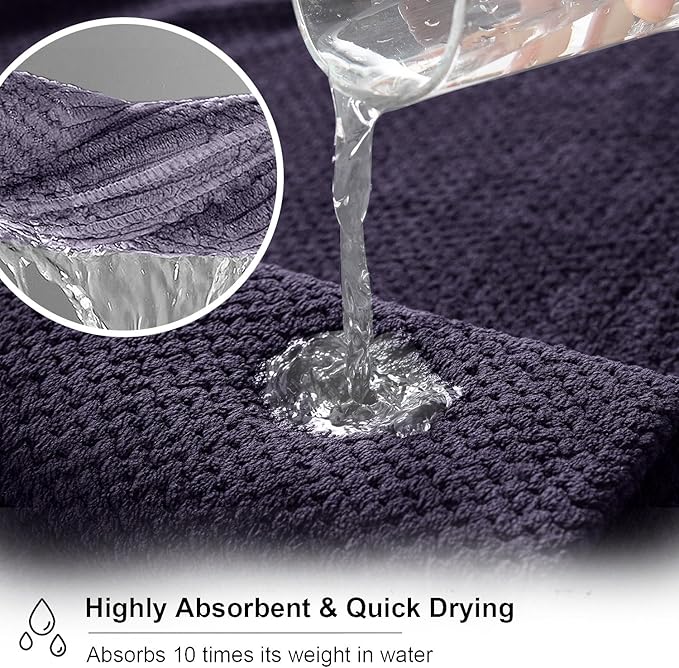 8 Piece Large Purple Family Bath Towel Set-2 Oversized Bath Towel Sheets,2 Hand Towels,4 Washcloths-600GSM Soft Highly Absorbent Quick Dry Beach Chair Towels Woven Towels for Bathroom Hotel and Spa