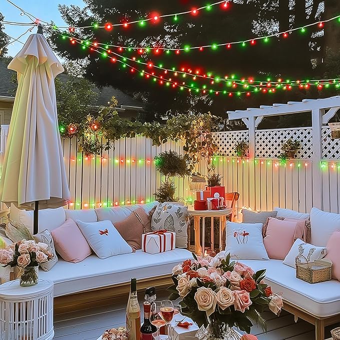 JMEXSUSS 200 LED Red and Green Halloween Lights Outdoor, 66ft Christmas String Lights Indoor Clear Wire Plug in for Bedroom Party Christmas Tree Halloween Decorations