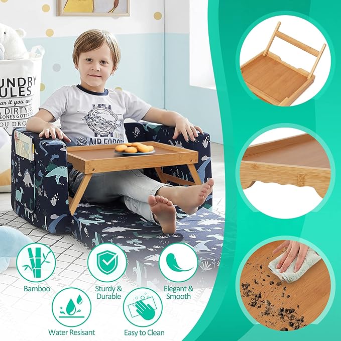 Artmeer Bed Tray Table with Folding Legs,Bamboo Breakfast in Bed for TV Table, Laptop Computer Tray,Eating,Snack Tray(Bamboo) Large Size