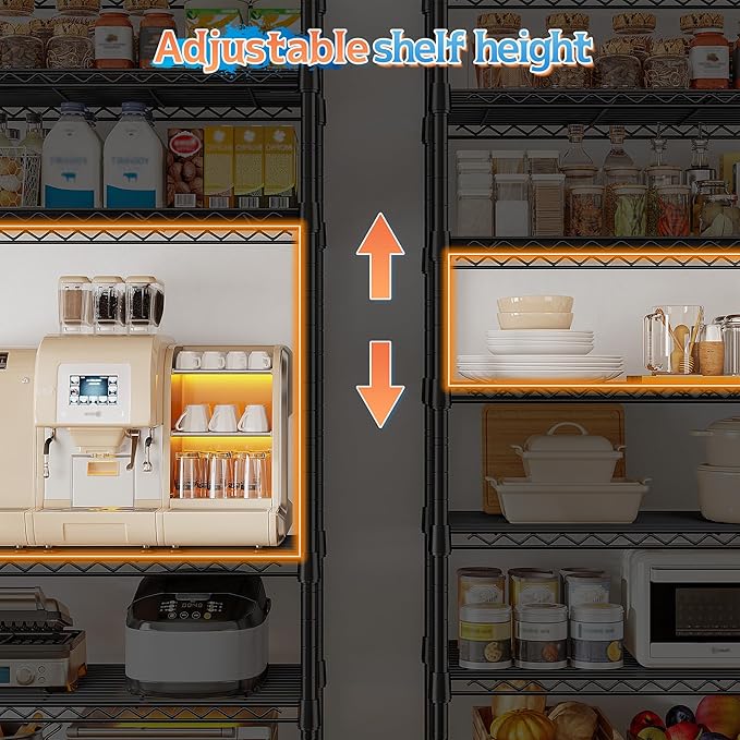 8 Tier Wire Shelving Unit Storage Shelves Loads 1200LBS,Adjustable Metal Shelving and Storage Wire Rack Pantry Shelves Commercial Shelf for Closet Kitchen Bathroom Office 72''H X 13.8''D X 23.6''W