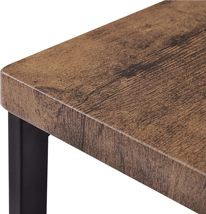 Harper & Bright Designs 4-Piece Dining Table Set, 60.2" L Solid Wood Dining Table with 3 Stools and Metal Frame for Kitchen Dining Room, Antique Brown + Black