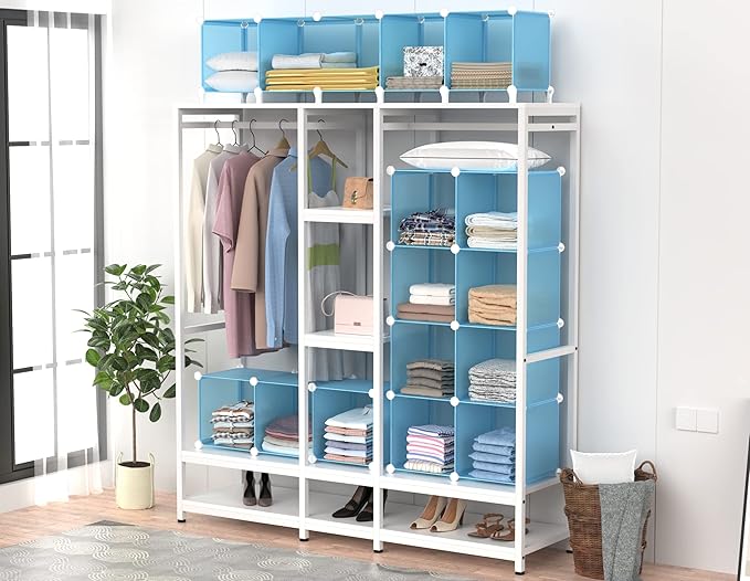HOMIDEC Closet Organizer, 12-Cube Closet Organizers and Storage, Cube Storage Organizer for Kids, Closet, Bedroom, Bathroom, Office, Blue
