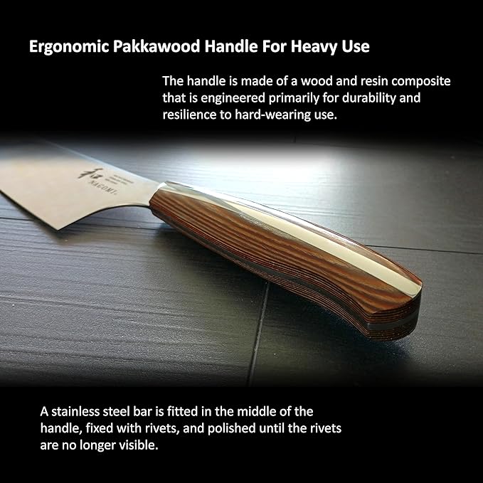 NAGOMI] 8 inch Chef Knife | Stainless Steel HRC58 Professional Japanese Kitchen Cooking Knife with Ergonomic Handle for Thick Meat and Fish | Stylish Gift Box