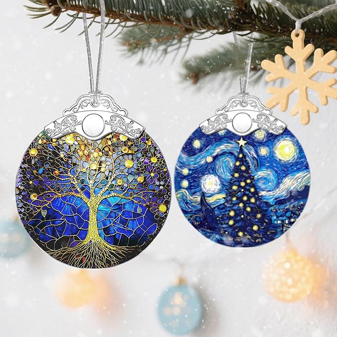 Tree of Life Stained Glass Ornament - Christmas Decorations for Tree | Christmas Ornaments | Holiday Ornament – Holiday Party Gifts | Gift Ideas | Xmas Gift