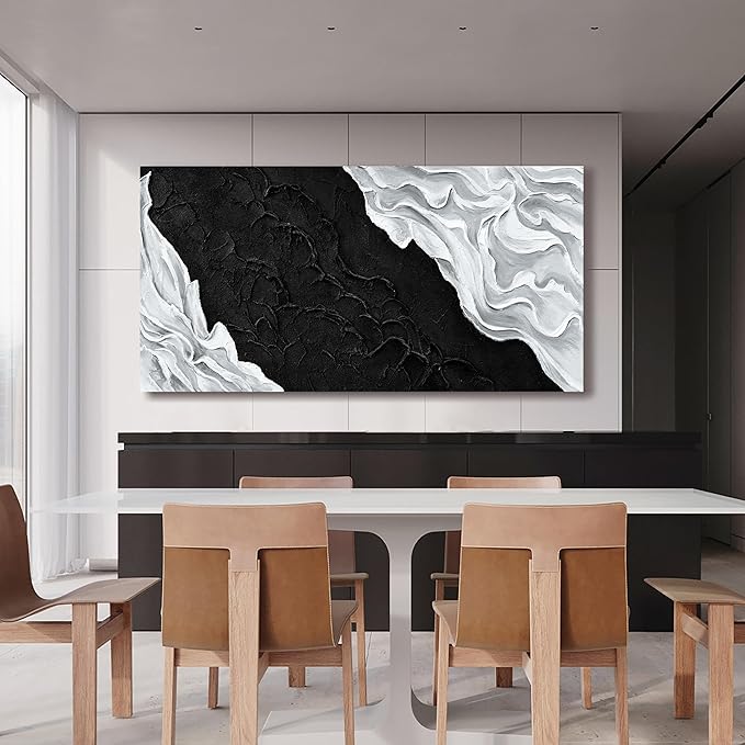 YISXINOAG Large Abstract Wall Art For Living Room Black And White Canvas Art Wall Decor Picture Painting Maximalist Decor Artwork For Bedroom Dinning Room Canvas Art Modern Home Wall Decor 29x58 In