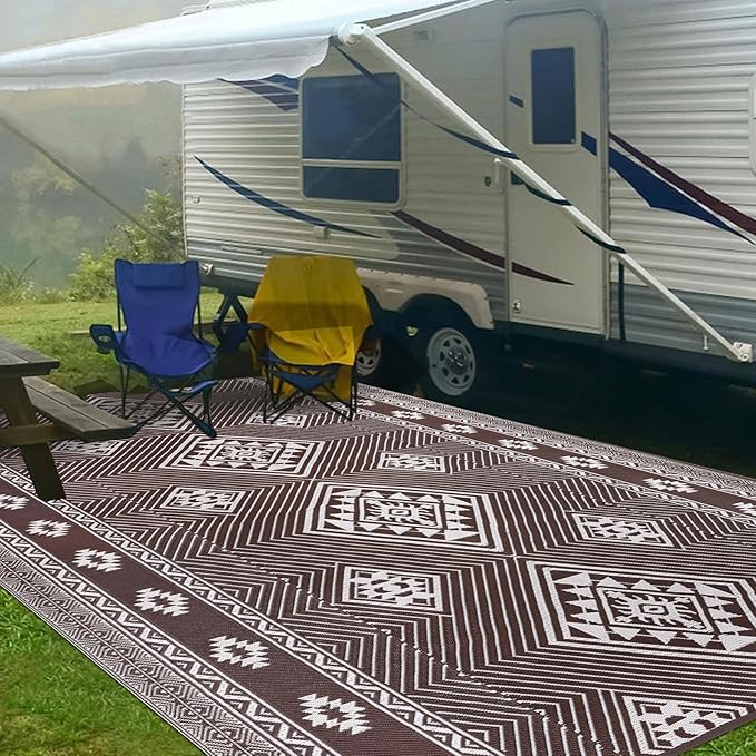 HiiARug Outdoor Rug for Patios Clearance 8'x10' Outdoor Plastic Straw Rug Waterproof Patio Camping Rug Reversible RV Mat Outdoor Area Rugs for Outside RV, Patio, Backyard, Deck, Camping