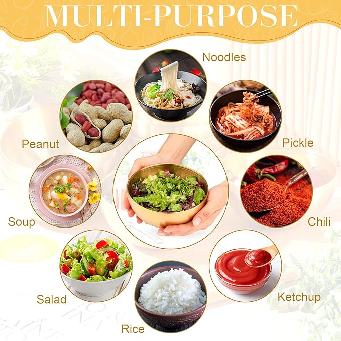 Nuogo 10 Pcs Stainless Steel Mixing Bowls Decorative Esthetician Bowls for Wedding Party Baking Prepping Serving Facial Food Salad Fruit Snack Soup Cereal(5.9 Inch,Gold)